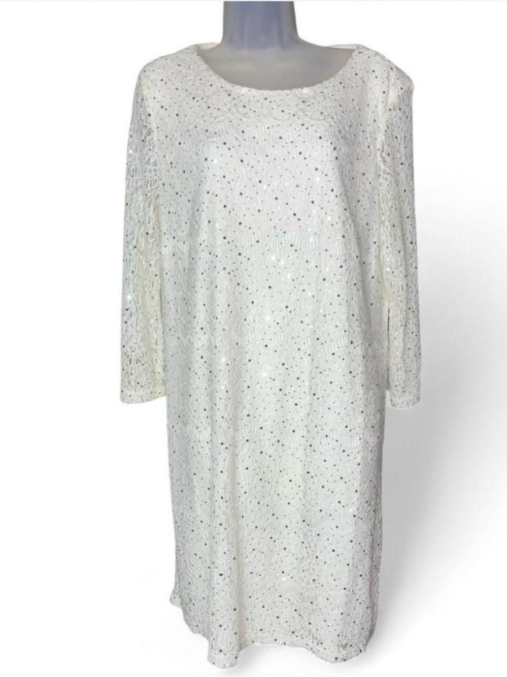 Ryan Michelle Sequin Lace Midi Dress 3/4 Sleeve